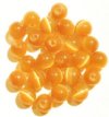 25 8mm Round Light Orange / Yellow Fiber Optic Cats Eye Beads